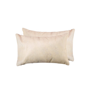 HomeRoots Set of Two Luxurious Cowhide Lumbar Throw Pillows for Elegant Home Décor and Comfort Natural 317105