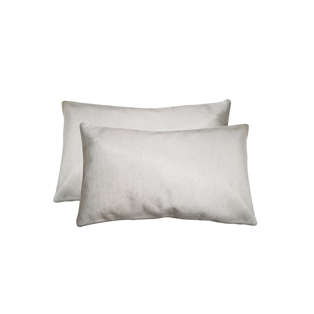 Homeroots 12" X 20" Off White Cowhide Set Of 2 Pillows Off White  317106