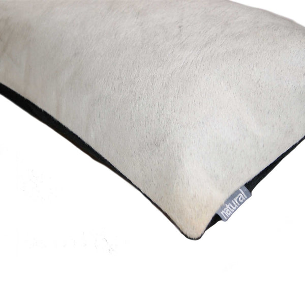 HomeRoots Set of Two Luxurious Cowhide Lumbar Throw Pillows for Elegant Home Décor and Comfort Off White 317106