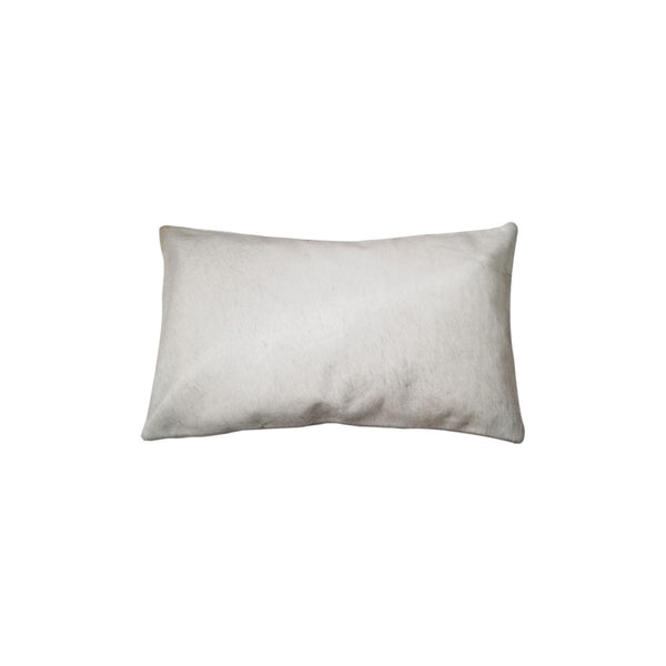 HomeRoots Set of Two Luxurious Cowhide Lumbar Throw Pillows for Elegant Home Décor and Comfort Off White 317106