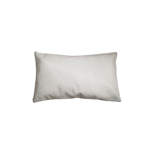 HomeRoots Set of Two Luxurious Cowhide Lumbar Throw Pillows for Elegant Home Décor and Comfort Off White 317106