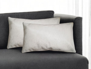 HomeRoots Set of Two Luxurious Cowhide Lumbar Throw Pillows for Elegant Home Décor and Comfort Off White 317106