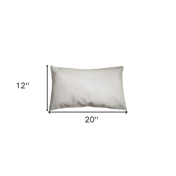 HomeRoots Set of Two Luxurious Cowhide Lumbar Throw Pillows for Elegant Home Décor and Comfort Off White 317106