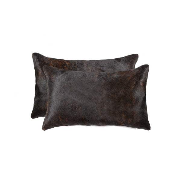 Homeroots Set Of Two 12" X 20" Chocolate Cowhide Throw Pillow Chocolate  317107