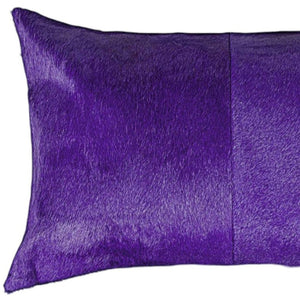 HomeRoots Set of Two Luxurious Cowhide Lumbar Throw Pillows for Elegant Home Décor and Comfort Purple 317109