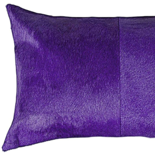 HomeRoots Set of Two Luxurious Cowhide Lumbar Throw Pillows for Elegant Home Décor and Comfort Purple 317109