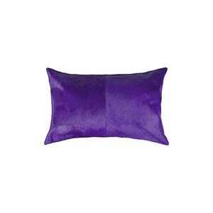 HomeRoots Set of Two Luxurious Cowhide Lumbar Throw Pillows for Elegant Home Décor and Comfort Purple 317109