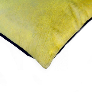 Homeroots 12" X 20" X 5" Yellow Cowhide  Pillow 2 Pack Yellow  317110