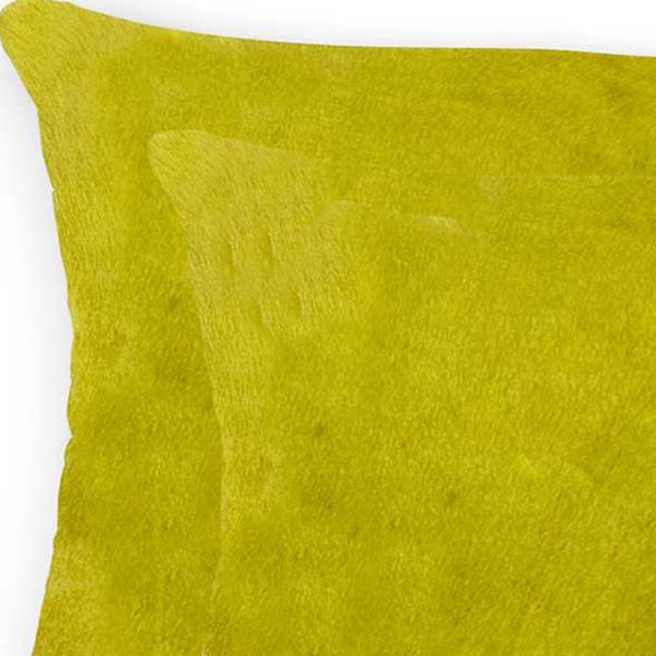 HomeRoots Set of Two Luxurious Cowhide Lumbar Throw Pillows for Elegant Home Décor and Comfort Yellow 317110