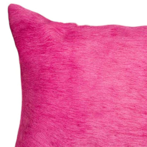 HomeRoots Set of Two Luxurious Cowhide Lumbar Throw Pillows for Elegant Home Décor and Comfort Fuschia 317113