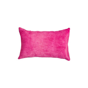 HomeRoots Set of Two Luxurious Cowhide Lumbar Throw Pillows for Elegant Home Décor and Comfort Fuschia 317113