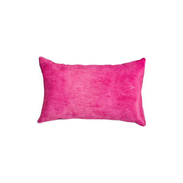 HomeRoots Set of Two Luxurious Cowhide Lumbar Throw Pillows for Elegant Home Décor and Comfort Fuschia 317113