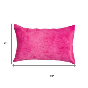 HomeRoots Set of Two Luxurious Cowhide Lumbar Throw Pillows for Elegant Home Décor and Comfort Fuschia 317113
