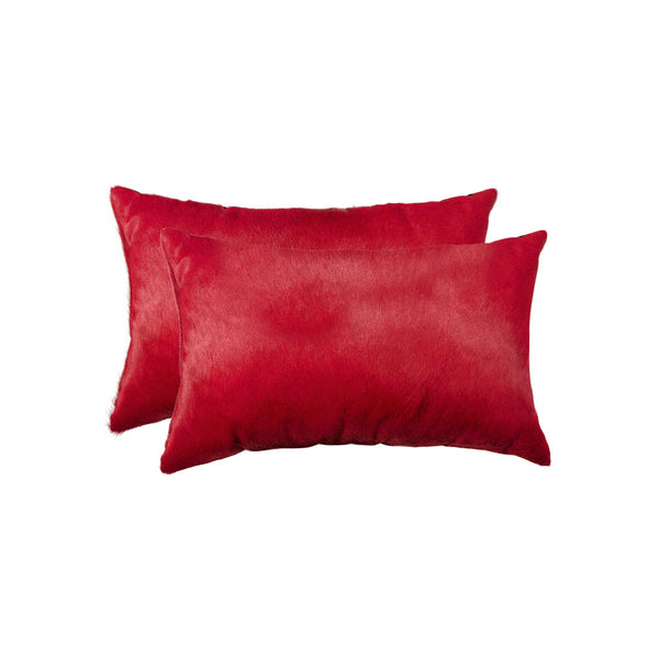 Homeroots 12" X 20" X 5" Wine Cowhide  Pillow 2 Pack Wine  317115