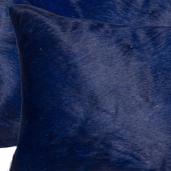 Homeroots Set Of Two 12" X 20" Navy Blue Cowhide Lumbar Throw Pillows Navy  317116