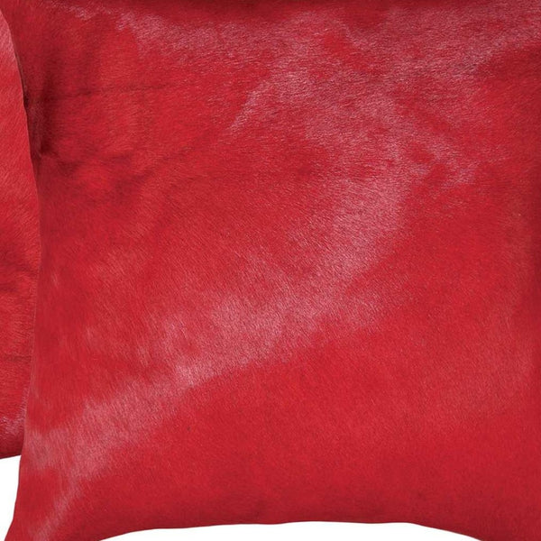 HomeRoots Set of Two 18" Luxe Cowhide Throw Pillows for Elegant Living Room Decor and Cozy Comfort Wine 317119
