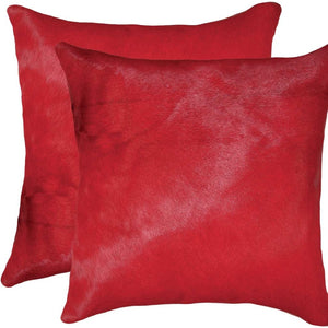 HomeRoots Set of Two 18" Luxe Cowhide Throw Pillows for Elegant Living Room Decor and Cozy Comfort Wine 317119