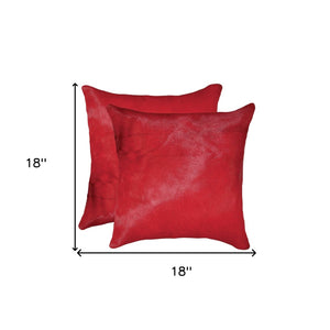 HomeRoots Set of Two 18" Luxe Cowhide Throw Pillows for Elegant Living Room Decor and Cozy Comfort Wine 317119