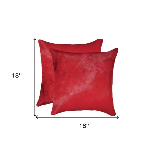 HomeRoots Set of Two 18" Luxe Cowhide Throw Pillows for Elegant Living Room Decor and Cozy Comfort Wine 317119