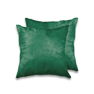 HomeRoots Set of Two 18" Luxe Cowhide Throw Pillows for Elegant Living Room Decor and Cozy Comfort Verde 317120