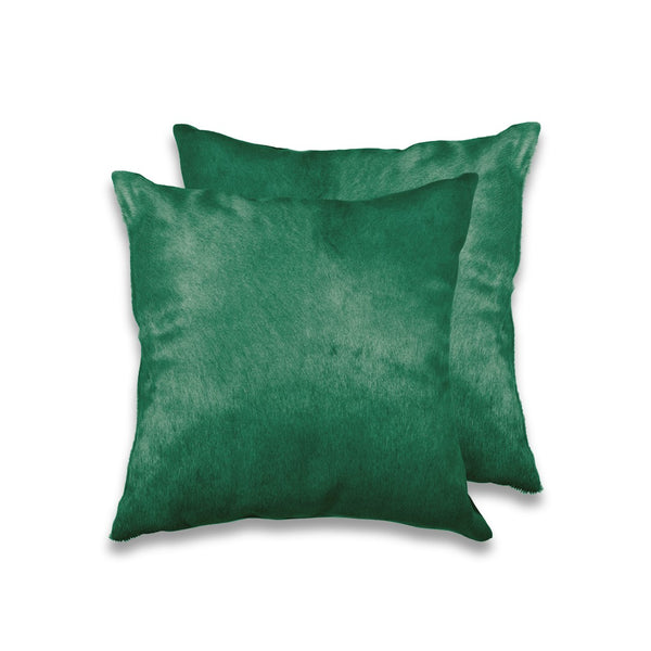 HomeRoots Set of Two 18" Luxe Cowhide Throw Pillows for Elegant Living Room Decor and Cozy Comfort Verde 317120