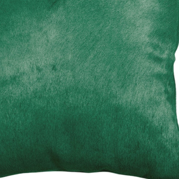 HomeRoots Set of Two 18" Luxe Cowhide Throw Pillows for Elegant Living Room Decor and Cozy Comfort Verde 317120