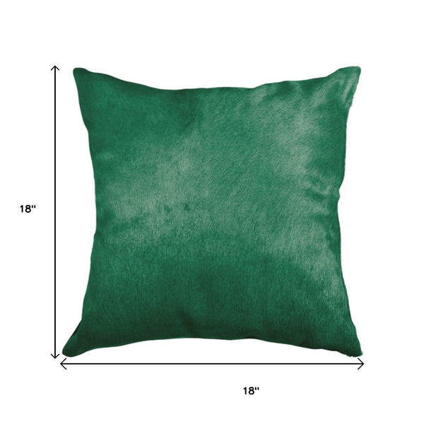 HomeRoots Set of Two 18" Luxe Cowhide Throw Pillows for Elegant Living Room Decor and Cozy Comfort Verde 317120