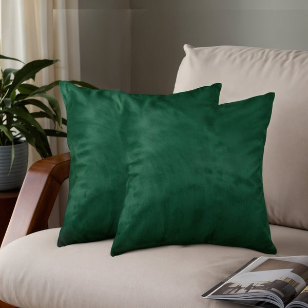 HomeRoots Set of Two 18" Luxe Cowhide Throw Pillows for Elegant Living Room Decor and Cozy Comfort Verde 317120