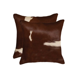Homeroots 18" X 18" X 5" Brown And White Cowhide  Pillow 2 Pack Brown,White  317123