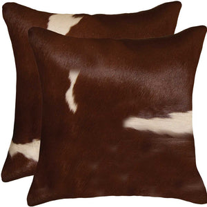 Homeroots 18" X 18" X 5" Brown And White Cowhide  Pillow 2 Pack Brown,White  317123