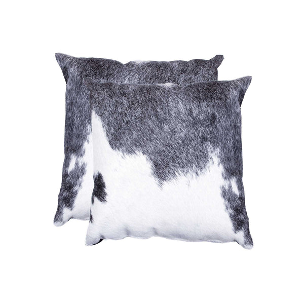 Homeroots Set Of Two 18" Gray And White Cowhide Throw Pillow Gray,White  317124