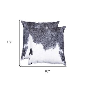 Homeroots Set Of Two 18" Gray And White Cowhide Throw Pillow Gray,White  317124