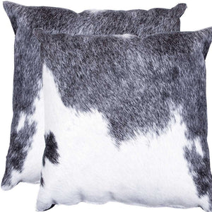 Homeroots Set Of Two 18" Gray And White Cowhide Throw Pillow Gray,White  317124