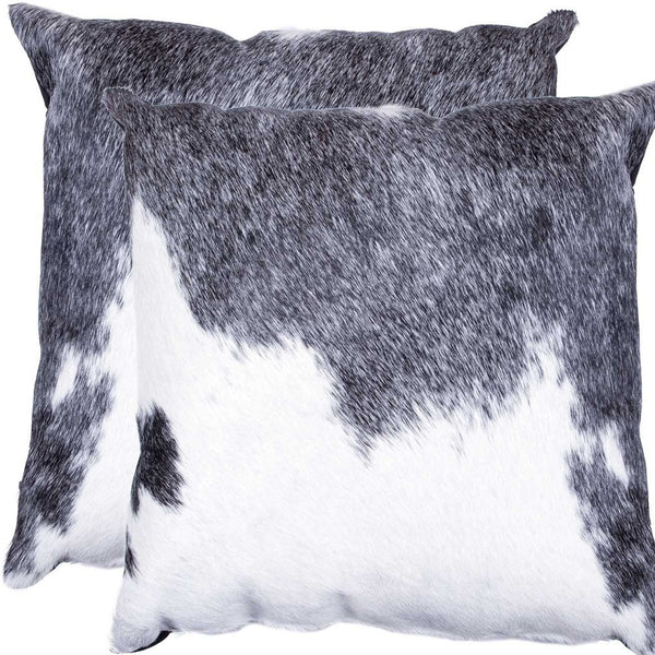 Homeroots Set Of Two 18" Gray And White Cowhide Throw Pillow Gray,White  317124