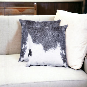 Homeroots Set Of Two 18" Gray And White Cowhide Throw Pillow Gray,White  317124