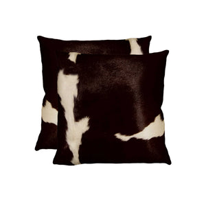 Homeroots 18" X 18" X 5" Chocolate And White Cowhide  Pillow 2 Pack Chocolate,White  317125
