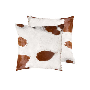 Homeroots Set Of Two Brown And White Cowhide Throw Pillow White,Brown  317126