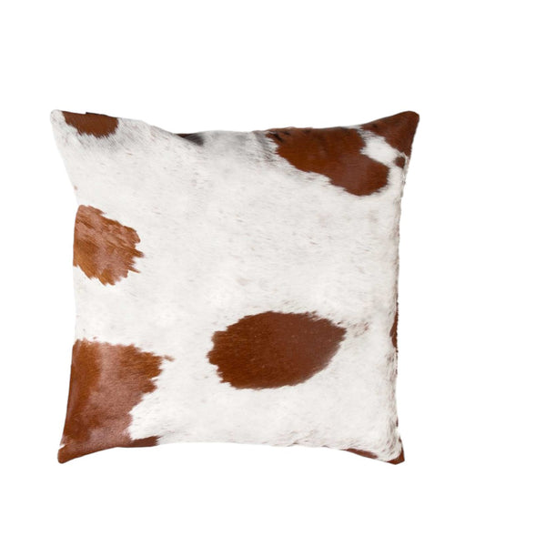 HomeRoots Set of Two 18" Luxe Cowhide Throw Pillows for Elegant Living Room Decor and Cozy Comfort White/Brown 317126