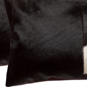 Homeroots Set Of Two 12" X 20" Black And White Cowhide Throw Pillows Black,White  317129