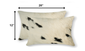 Homeroots 12" X 20" X 5" White And Black Cowhide  Pillow 2 Pack White,Black  317130