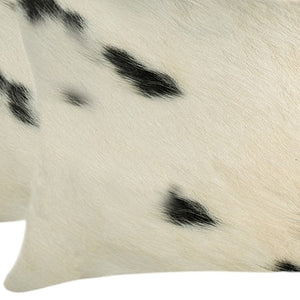 HomeRoots Set of Two Luxurious Cowhide Lumbar Throw Pillows for Elegant Home Décor and Comfort White/Black 317130