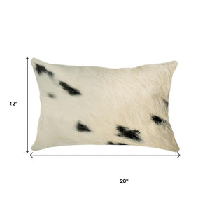 HomeRoots Set of Two Luxurious Cowhide Lumbar Throw Pillows for Elegant Home Décor and Comfort White/Black 317130