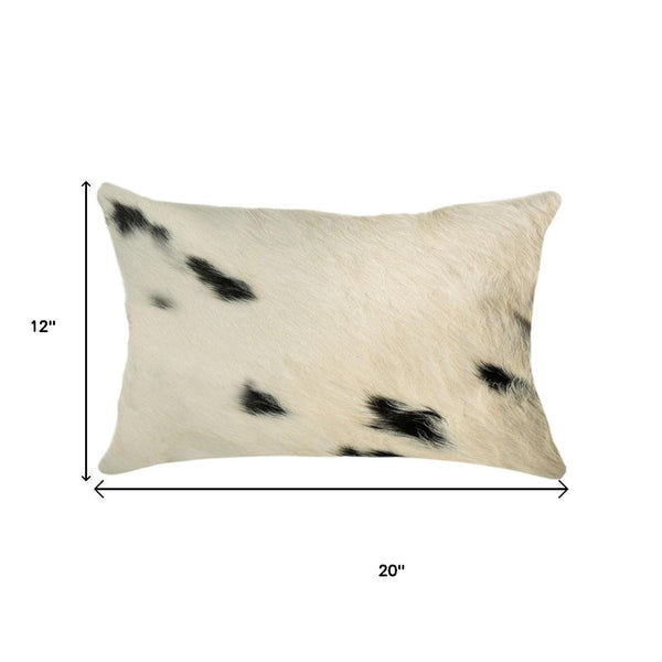 HomeRoots Set of Two Luxurious Cowhide Lumbar Throw Pillows for Elegant Home Décor and Comfort White/Black 317130