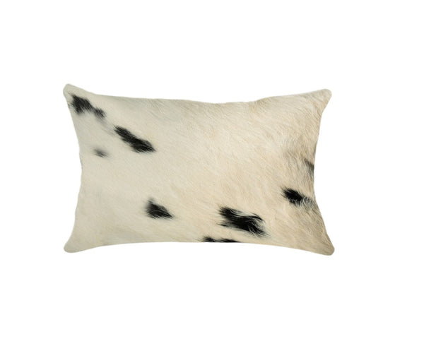 HomeRoots Set of Two Luxurious Cowhide Lumbar Throw Pillows for Elegant Home Décor and Comfort White/Black 317130