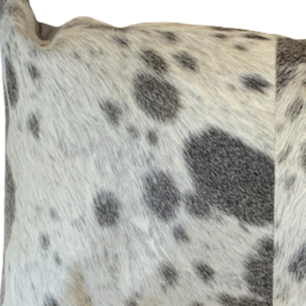 HomeRoots Set of Two Luxurious Cowhide Lumbar Throw Pillows for Elegant Home Décor and Comfort Gray/White 317132