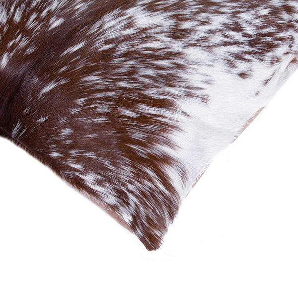 HomeRoots Set of Two 18" Cowhide Throw Pillows for Chic Rustic Decor - Stylish Comfort for Any Space Brown/White 317133