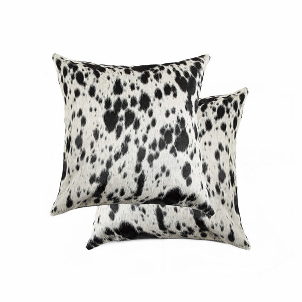 Homeroots 16"X16" Salt And Pepper Black And White Cowhide  Pillow 2 Pack Salt,Pepper Black,White  317134