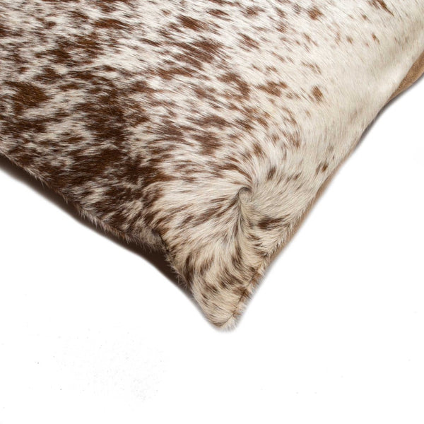 HomeRoots Set of Two 18" Cowhide Throw Pillows for Chic Rustic Decor - Stylish Comfort for Any Space Chocolate/White 317135
