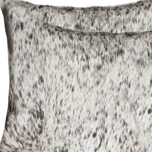 HomeRoots Set of Two 18" Cowhide Throw Pillows for Chic Rustic Decor - Stylish Comfort for Any Space Gray/White 317136