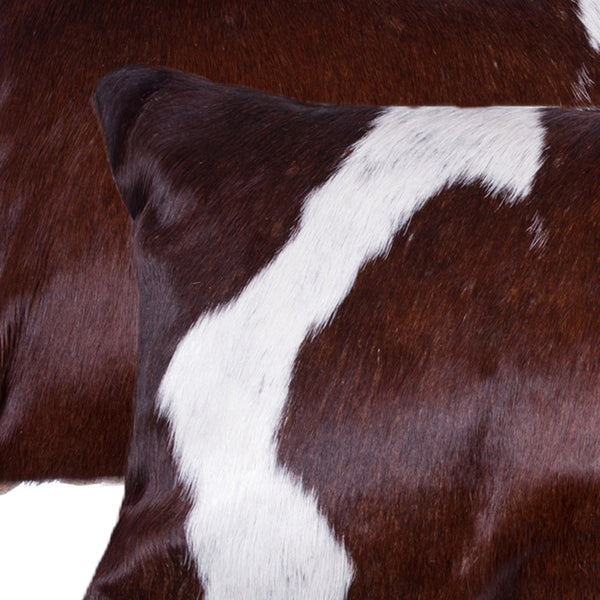 Homeroots Set Of Two 12" X 20" Brown And White Cowhide Throw Pillow Salt,Pepper Chocolate  317138